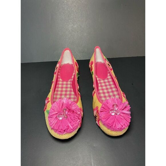 Sperry Top Sider Marin Raffia Flat Floral Pom Women  Sz 7 - Picture 2 of 10